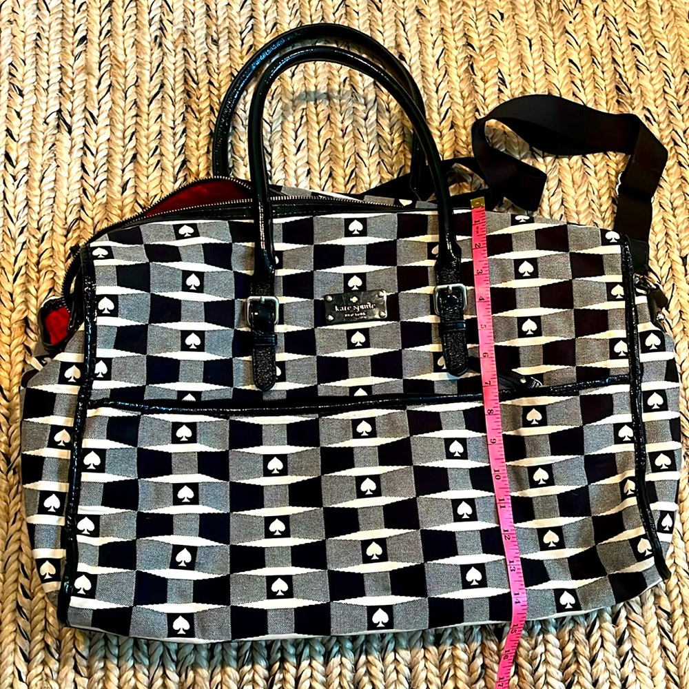 Kate Spade Black and White Checkered Travel Bag with storybook lining - Picture 13 of 14